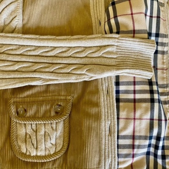 Burberry beige unisex bomber jacket corduroy and cable wool + plaid size 46 (M) - Picture 6 of 12